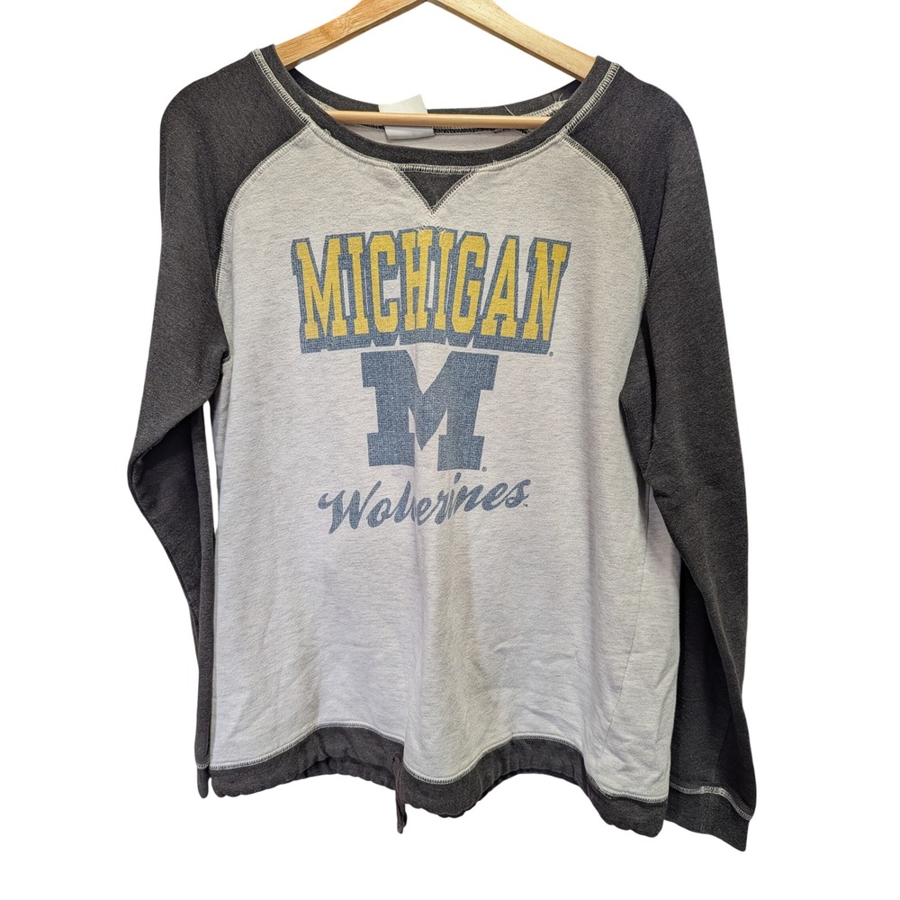 Knights Apparel Michigan Wolverines Sweatshirt Women XL Grey Excellent Raglan
